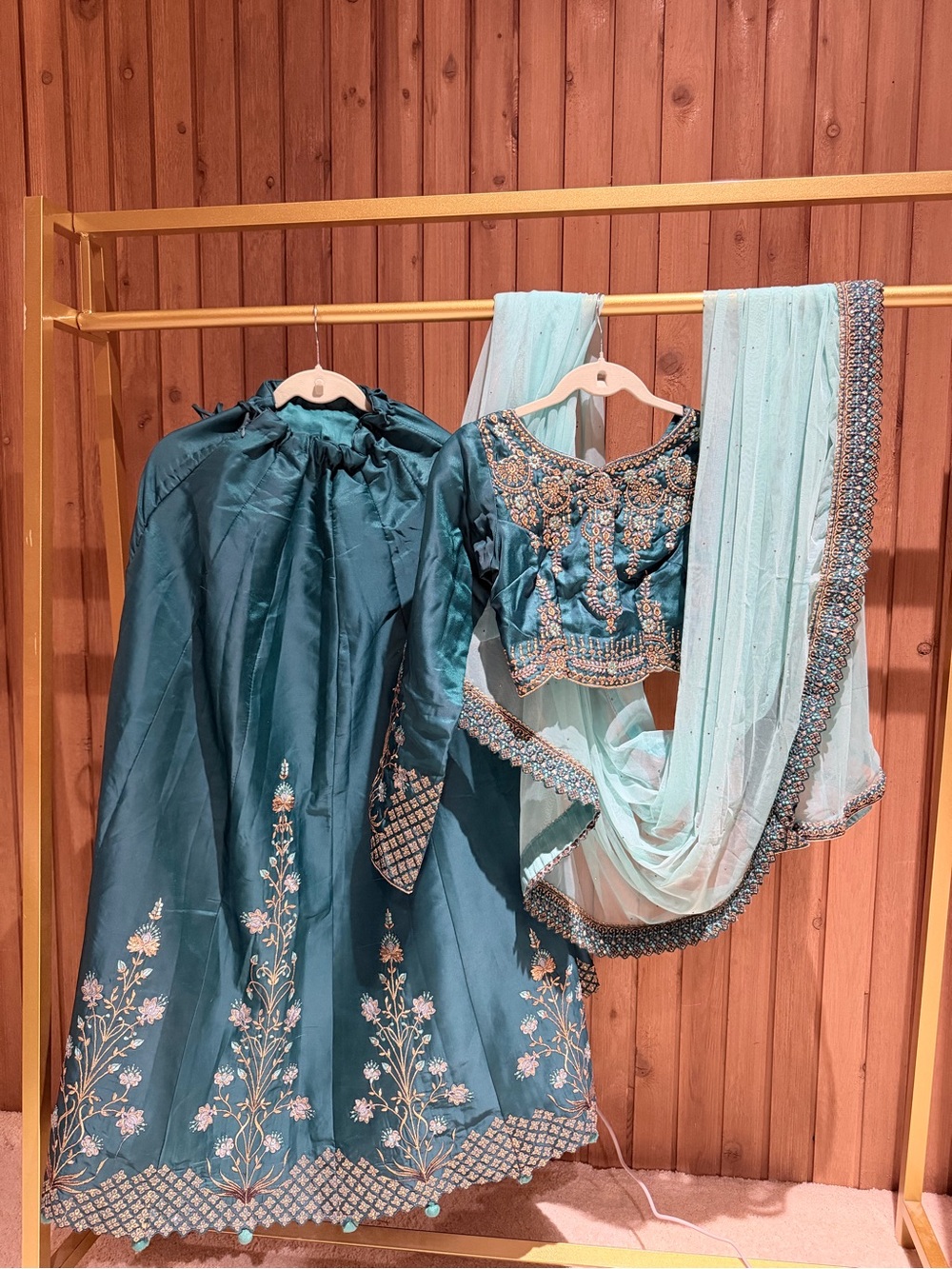 Teal Embroidered Lehenga Set with Dupatta